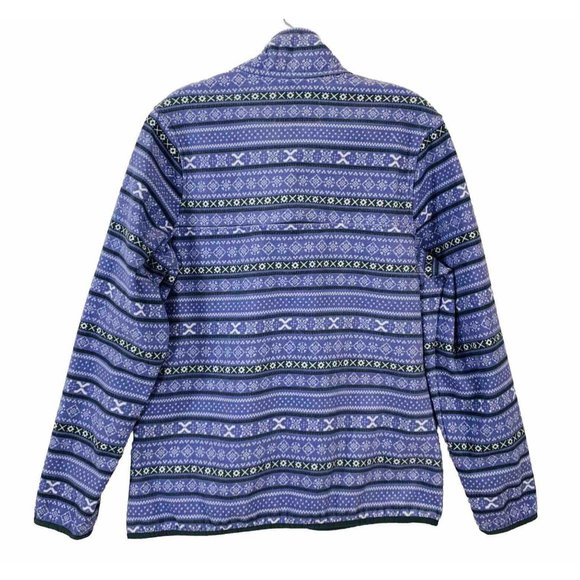 VTG JACHS Cabin Womens Outdoor Pullover Sz S Fair Isle Fleece Purple 1/4 Snap - Picture 2 of 10